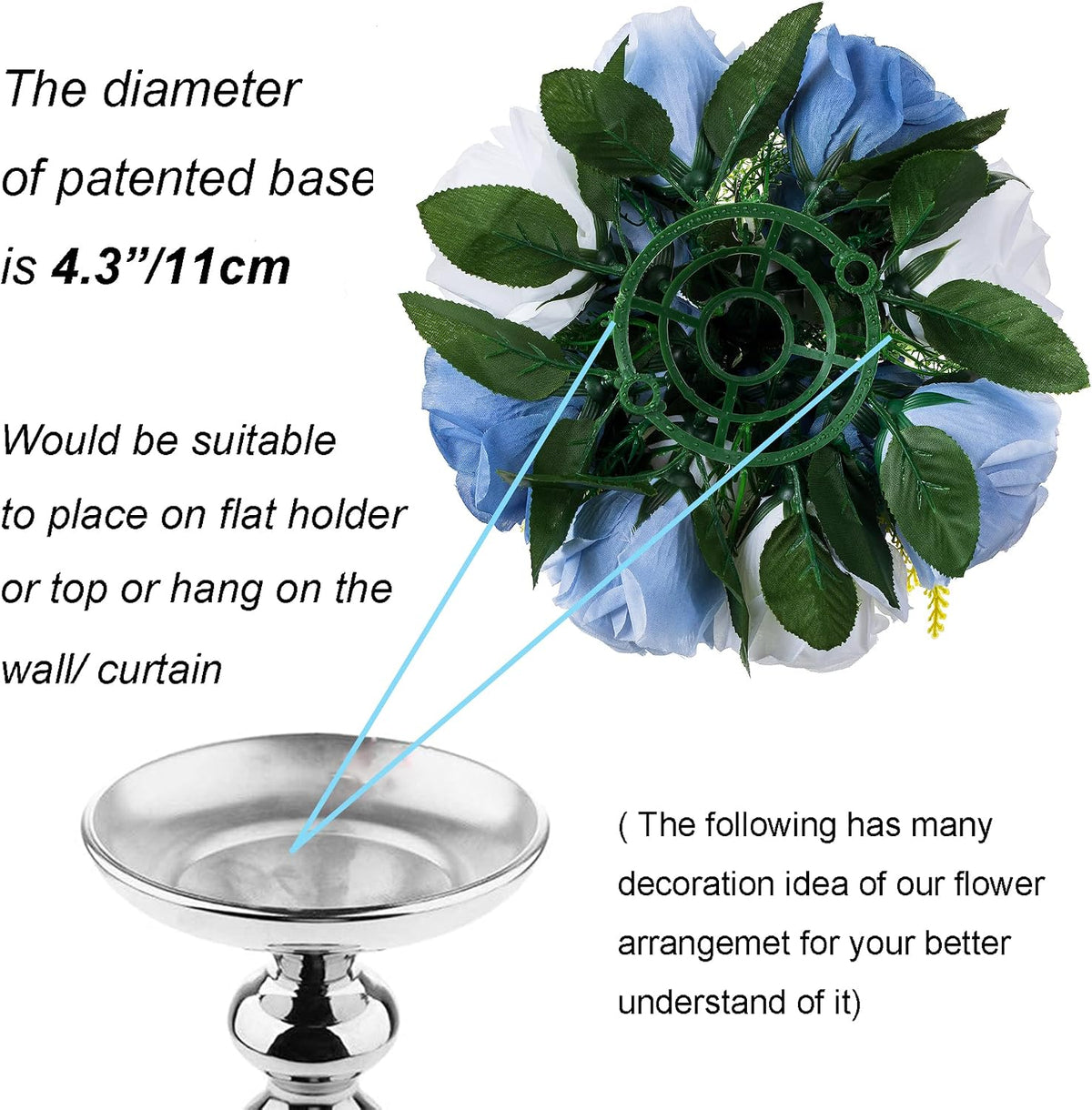 blosmon flower ball centerpieces for table 10 pcs showing dimensions