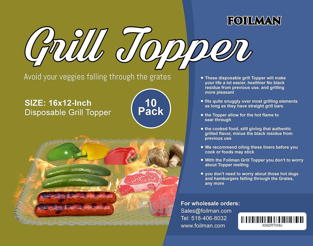 Grill Toppers - Clean Grill BBQ Disposable Toppers- 16 x 12Inch - (10 Pack) -Your Hot Dogs Will Never Fall Through The Cracks Again