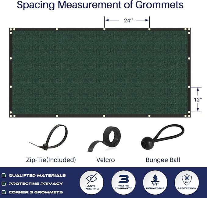 Windscreen4less Privacy Fence Screen Heavy Duty Windscreen Fencing Mesh Fabric Shade Net Cover with Brass Grommtes for Outdoor Wall Garden Yard Pool Deck, 6'x19' Green