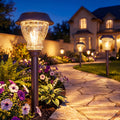 XMCOSY+ Solar Pathway Lights Outdoor, 8 Pack Warm White Solar Garden Lights | Crackled Glass & Metal, IP65 Waterproof, Auto On/Off Soft 2700K LED Edison, Landscape Lights for Yard Walkway Driveway Path