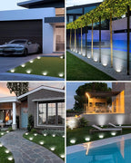 btfarm 16 Pack Solar Lights Outdoor, 8 LED Solar Ground Lights IP65 Waterproof Flat Solar Disc Light, Pathway Lights for Garden Lawn Patio Yard Path Landscape, Cool White