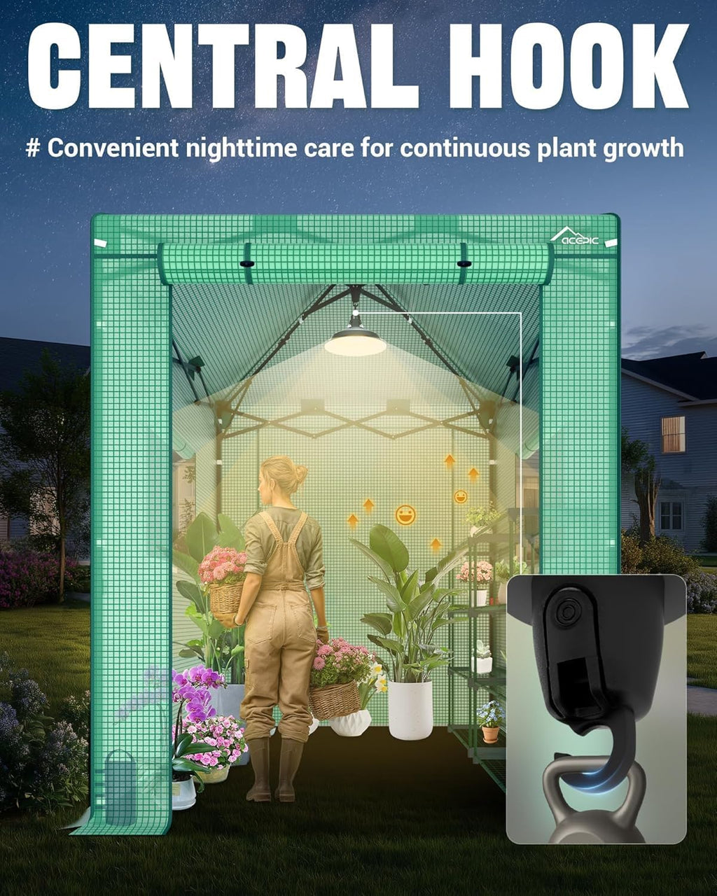 acepic 8x6 instant pop up greenhouses green/clear shown in use