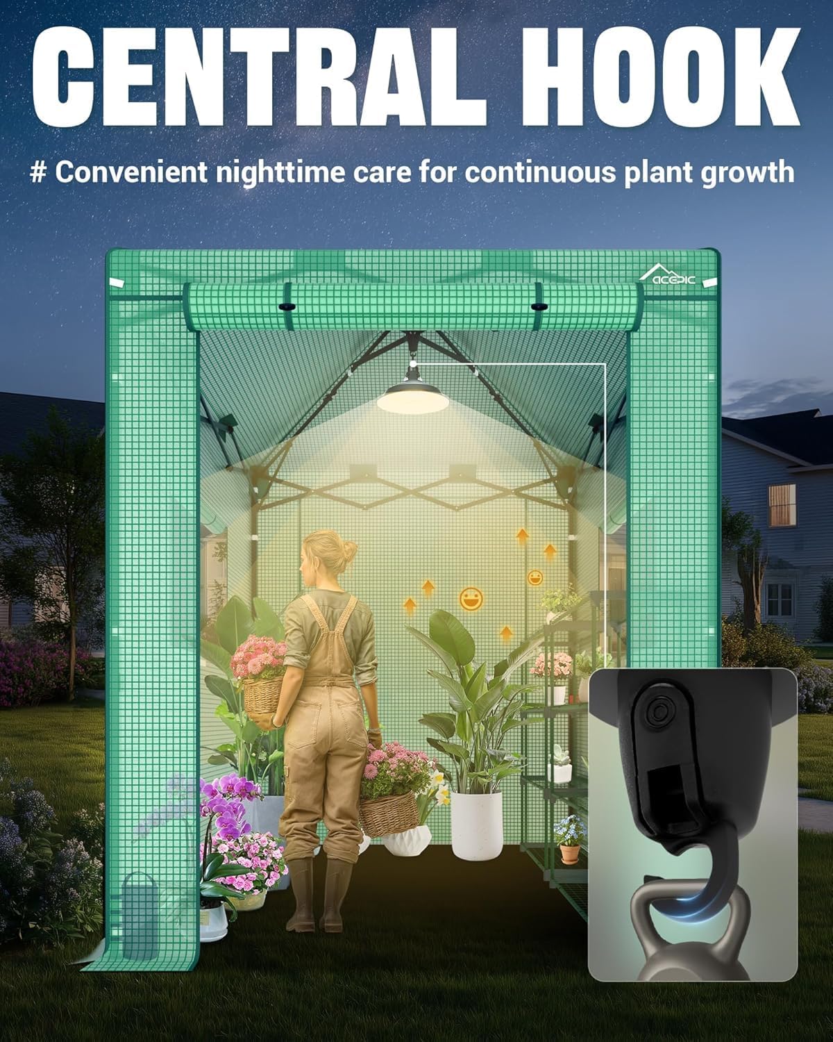 acepic 8x6 instant pop up greenhouses green/clear shown in use