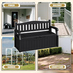 80-Gallon Outdoor Storage Bench, Waterproof Deck Box with Lockable Lid & Armrests for Patio, Garden, Pool, Black