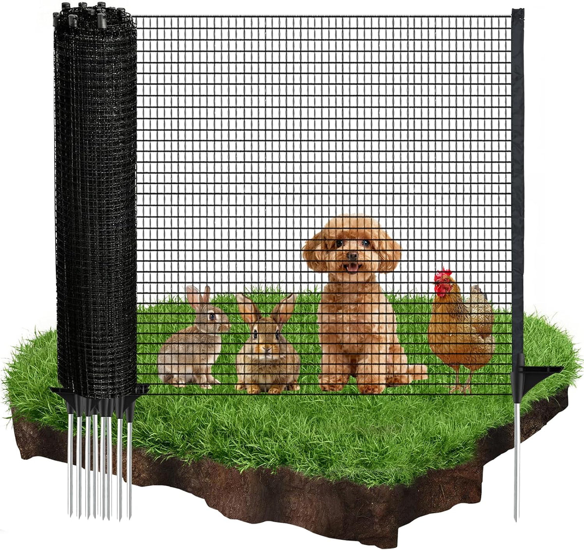4'x50' temporary fence with posts, dog fence outdoor, main product view