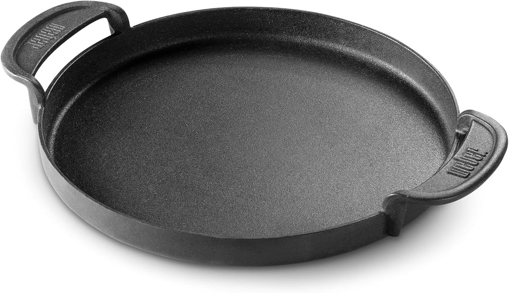Weber® Gourmet BBQ Griddle, Porcelain-Enameled Cast Iron | Non‑Stick Round Griddle with Handles for Charcoal, Gas & Pellet Grills, Perfect for Breakfast & High‑Heat Grilling, Flat-Top