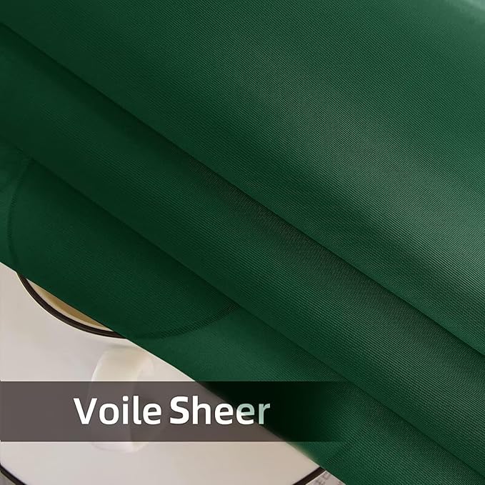SpaceDresser Waterproof Outdoor Sheer Curtains for Patio - 4 Panels Rod Pocket Indoor Voile Sheer Curtain for Living Room,52W x 120L inch,Foliage Green