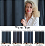 H.VERSAILTEX Primitive Linen Blackout Curtains with Burlap Fabric and White Thermal Insulated Liner, Grommet Top Curtains for Living Room/Bedroom (2 Panels, 42 x 84 Inch, Navy)