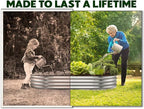Plant & Plot Galvanized Raised Garden Beds Outdoor // 8×4×1 ft (2-Pack) Planter Raised Beds for Gardening, Vegetables, Flowers // Large Metal Garden Box // Patented Tool-Free Design (Silver)