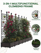 7 PCS Raised Garden Bed with Trellis & Privacy Screen, 116"w x 63"Tall Vertical Garden Planter Box for Climbing Plants - Sturdy Lightweight Outdoor Planter for Vegetables, Flowers on Patio, Balcony