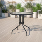 Flash Furniture Bellamy 31.5" Round Indoor/Outdoor Tempered Glass Metal Frame Side Table