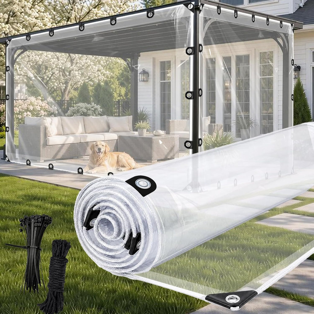 clear tarp 10'x12' 8mil - heavy-duty transparent waterproof, main product view