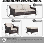 Joyside Wicker Patio Furniture Sets, 7 Pieces Upgraded Large Size Outdoor Furniture with 4 Swivel Rocking Patio Chairs, 3-Seat Sofa, Outdoor Ottoman, Thick Cushions, Wide Armrest, Beige