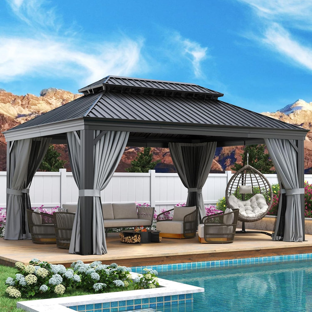 aoxun 12' x 16' hardtop gazebo with built, main product view
