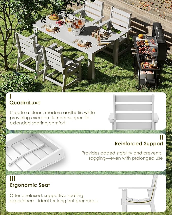 GREENVINES Outdoor Dining Chair | HDPE | Patio Chairs | All-Weather | White