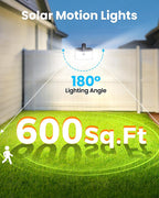 LUHLEE 176LED Clip on Solar Lights Outdoor, 600LM Solar Motion Lights Outdoor with 180° Wide Angle, IP65 Waterproof Portable Solar Fence Lights Outdoor for Fence, Gutter, Garden, Camping, Patio 2Pack