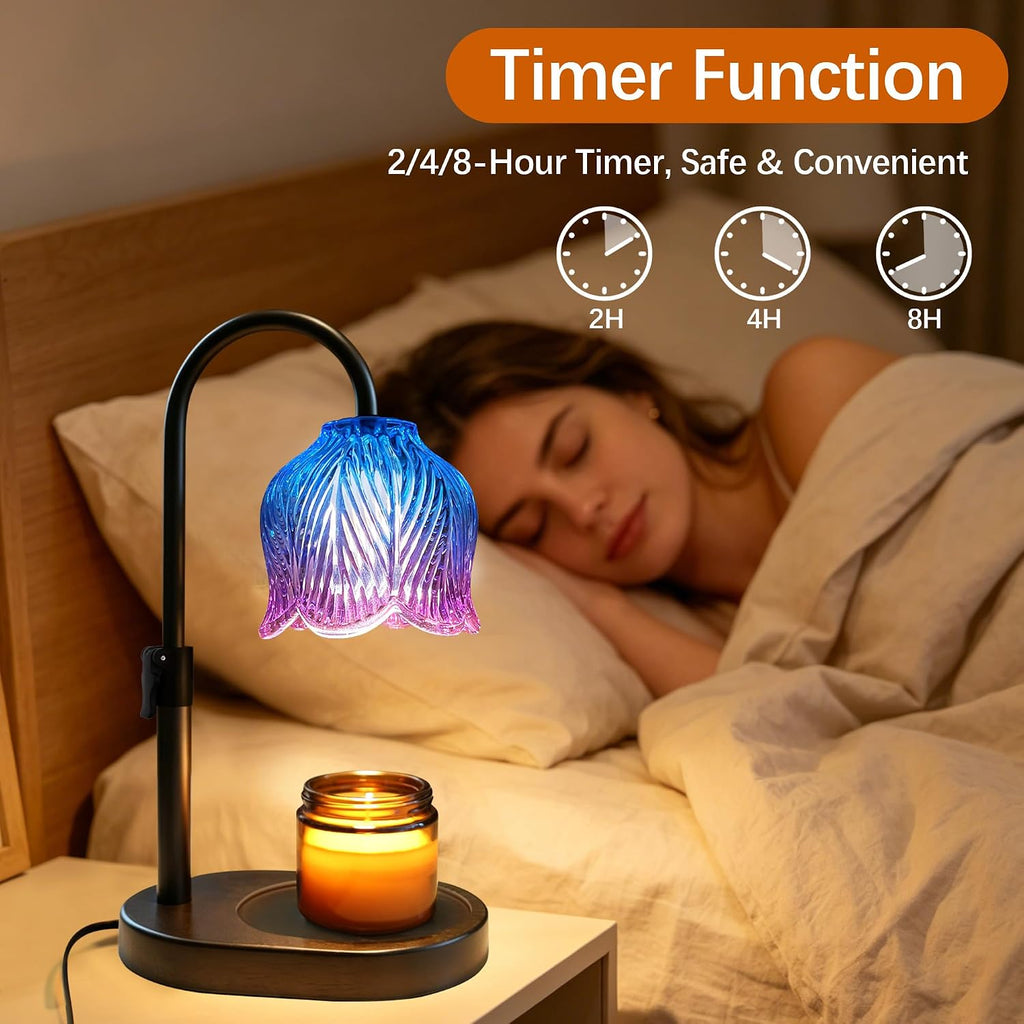 Candle Warmer Lamp with Timer and Dimmer, Adjustable Height Design | Flameless Electric Wax Warmer for Jar Candles, with 2 Bulbs, Home Decor Birthday Gift for Mom & Women, House Warming