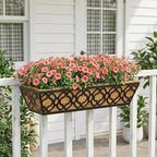 Y&M 24" Window Boxes Horse Trough with Coconut Coir Liner, 2pcs 24 Inch Window Deck with Coco Liner, Black Metal Hanging Flower Planter Window Basket Deck Railing Planter Boxes for Outdoor Indoor Lawn