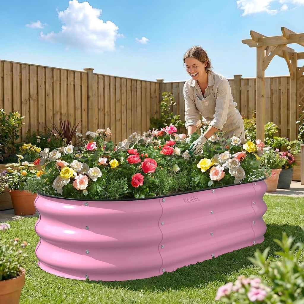 kesfitt raised garden bed, 4x2x1 ft galvanized steel on a desk or shelf