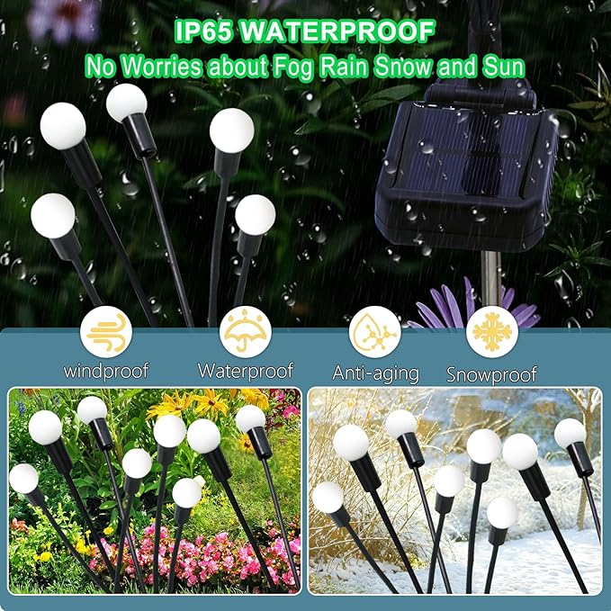 Kohlrabi Solar Garden Lights Outdoor, 2 Pack 20 LED Solar Pink Firefly Lights Waterproof, Sway by Wind, Swaying Light for Yard Patio Backyard Garden Planter Flower Bed Pathway Outdoor Decoration