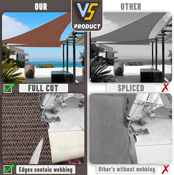 LOVE STORY Custom Size 5'x7'x8.6' Brown Sun Shade Sail Right Triangle Sunhsade Fabric Awning Canopy for Patio Backyard Carport Pergola (Customized)