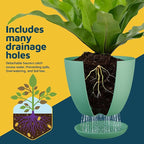 Mint Plant Pots with Drainage Holes & Saucers 3 Pack, Indoor & Outdoor Stackable Space-Saving Planters for Houseplants & Flowers, (7", 6.7", and 6" Inches), Durable & Weatherproof Materials