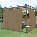 Easy-Going Outdoor Patio Curtains Detachable Tab Top Windproof Weatherproof Curtain for Cabana, Porch, Pergola and Gazebo, Tab Bottom Drape, 2 Panels, 110W x 108L inch, Khaki