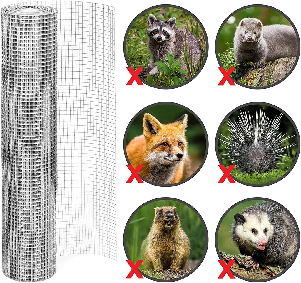 1/2” Galvanized Hardware Cloth 48" x 100' 19 Gauge Wire Mesh Roll | Hot-Dip Galvanized After Welding, Chicken Wire Raised Garden Bed Plant Supports Poultry Netting Wire Cloth & Wire Mesh Roll