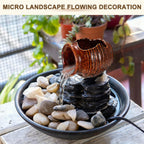 M METERXITY Ceramic Garden Fountain Spitter, Clay Pot Ecological Tank for Pond/Backyard Water Feature/Cave Waterfall/Landscaping, DIY Water Flow Jar Hydroponic Vase [5.5in, Iridescent Red]