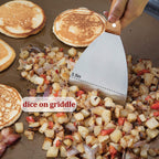 HaSteeL Wooden Griddle Scraper Set of 2, Stainless Steel Metal Grill Scrapers 9.5” for Food Service, Cleaning Supplies, Teppanyaki Flat Top BBQ Cooking, Slant Metal & 2 Hooks