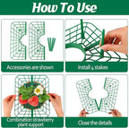 6 Sets Strawberry Plant Support with Mesh Plant Cover,Strawberry Growing Racks Sets with Iron Plant Nails and Storage Bag for Garden Strawberry Vegetables(White Net - Square)
