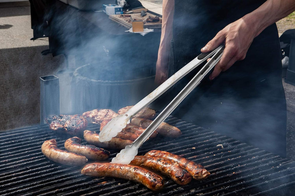 Heavy Duty Extra Long BBQ Tong Set of 2, Stainless Steel with Rubber Grip