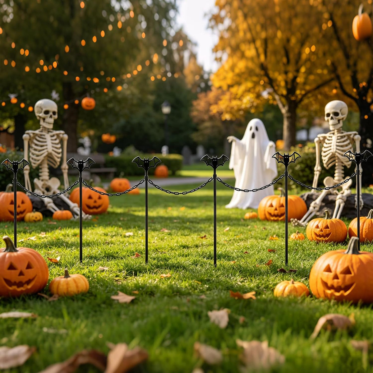 metal halloween fence for outdoor garden, 23.6" halloween on a desk or shelf
