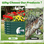 17" Tall Outdoor Garden Raised Garden Bed Kits, 4ft X 2ft Oval,0.8MM Thick Metal Raised Planter Bed/Ground Planter Box for Variety of Flowers,Herbs,Vegetables (Dark Green, 48X24X16.5 Inches)