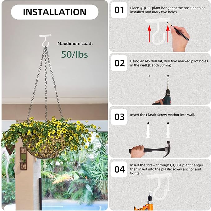 Ceiling Hooks for Hanging Plants 20pack 2.5inch White