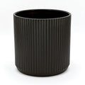 Amazon Basics Fluted Ceramic Round Planter with Drainage Hole, Indoor Outdoor Flower Pot, 8-inch, Black