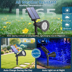 T-SUNUS Blue Solar Lights Outdoor Christmas, 2 Modes Garden Spotlights Waterproof IP65 Auto On/Off Security Landscape Pond Spot Light for Tree Flag Patio Garage Yard Driveway Pool Halloween 2 Pack