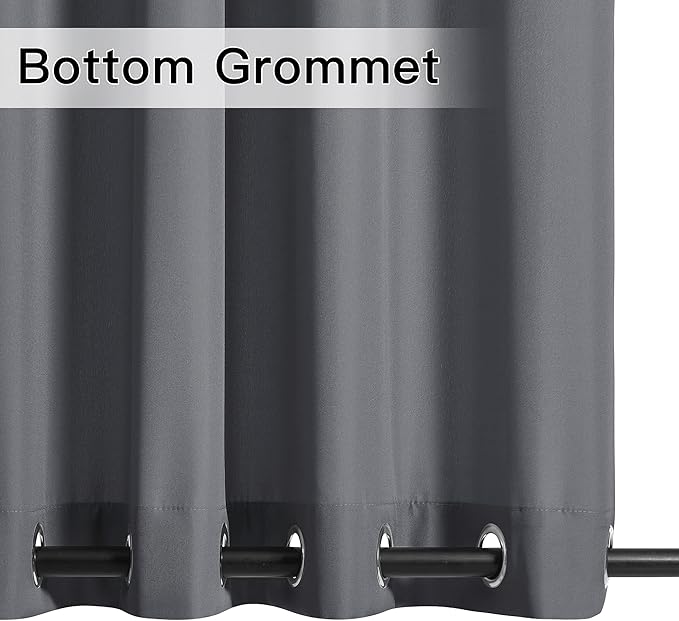 NICETOWN Canvas Patio Curtains Outdoor Waterproof Set of 2, Windproof Thermal Insulated Stainless Steel Top and Bottom Grommet Outdoor Drapes Keep Rain Out for Gazebo/Playground, W55 x L95 Inch