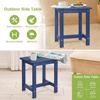 Y&M Outdoor Side Table, HIPS Adirondack Small Single Table, Waterproof Square Outside Table, Balcony Modern End Tables for Patio, Pool, Beach, Porch, Deck, Indoor or Outdoor Use (Navy Blue, 2 Pack)
