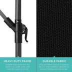 Best Choice Products 10ft Offset Hanging Market Patio Umbrella w/Easy Tilt Adjustment, Polyester Shade, 8 Ribs for Backyard, Poolside, Lawn and Garden - Black