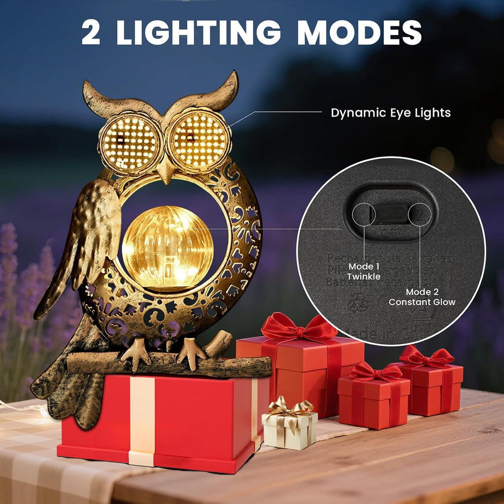 Solar Garden Lights Outdoor Decor,Owl Figurine Light Stake,Garden Decorative for Patio,Yard,Landscape,Gardening Gift Ideas for Mom Grandma