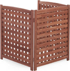 3-panel outdoor air conditioner fence screen, outside wood, main product view