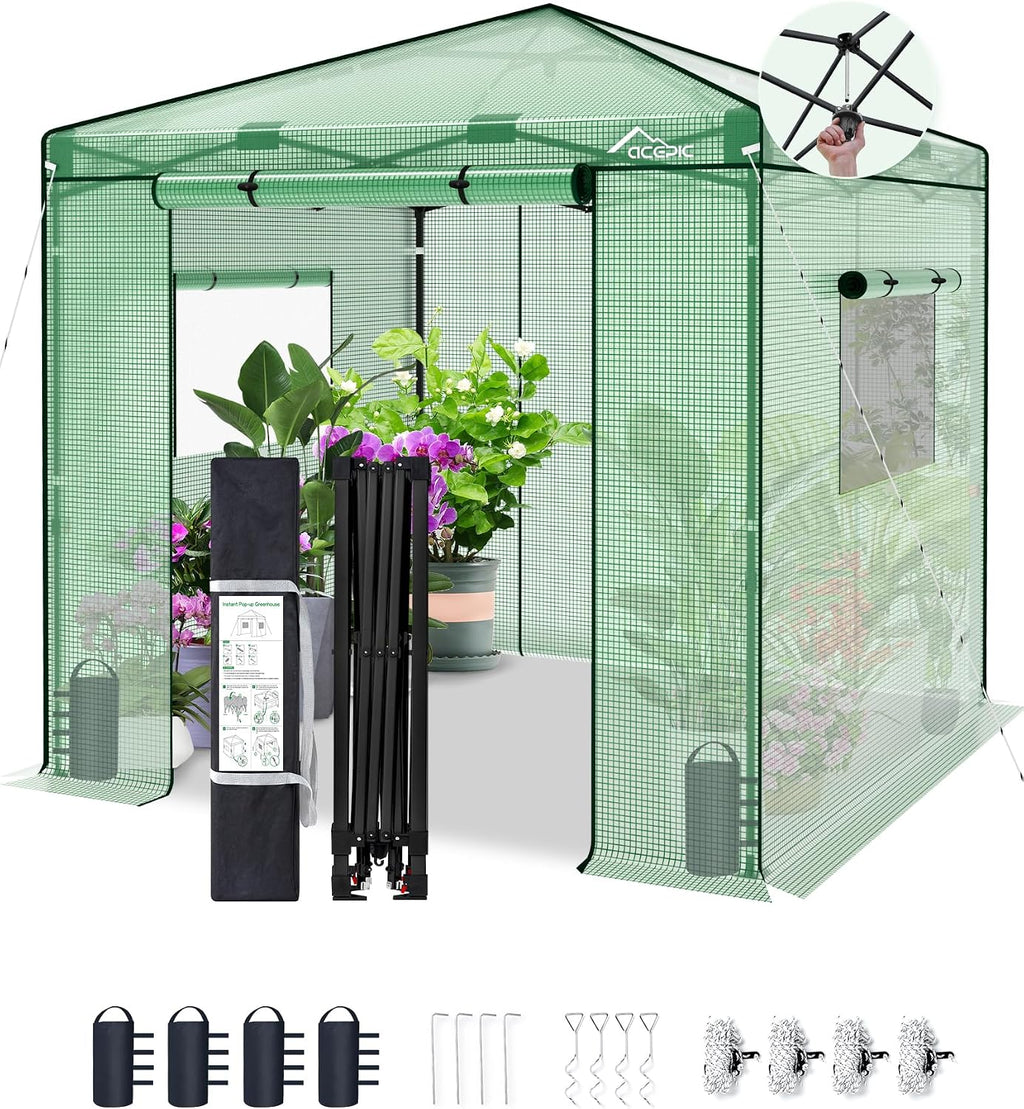 acepic 8x8 instant pop up greenhouses, walk-in greenhouse, main product view