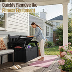 80-Gallon Outdoor Storage Bench, Waterproof Deck Box with Lockable Lid, Dark Black