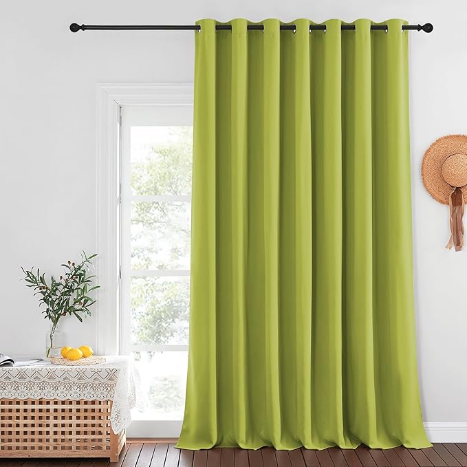 NICETOWN Fresh Green Blackout Curtains for Bedroom/Living Room 132 Inch Length - Thermal Insulated Room Darkening Grommet Top Window Curtains (100 by 132 - Inch, 1 Panel)
