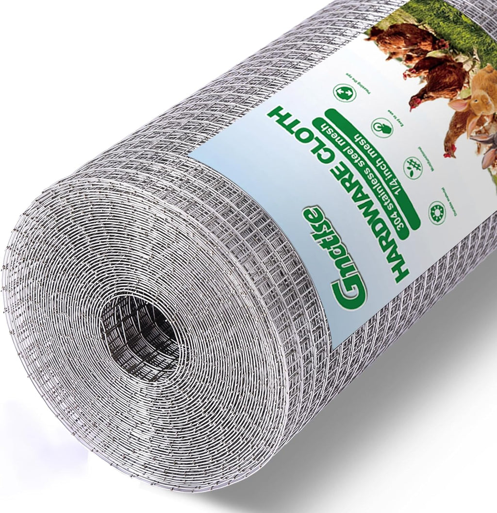 304 Stainless Steel Hardware Cloth 1/4" Large Size 23 GA 24in×49ft Roll | stainless hardware cloth 304 rust resistant heavy duty easy to cut