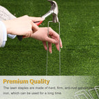 HongWay 120 Pack Landscape Staples 8 Inch, Galvanized Garden Stakes Tent Stakes Heavy Duty 11 Gauge Landscaping Fabric Pins Yard Ground Staples for Lawn, Turf, Fence, Outdoor Decorations
