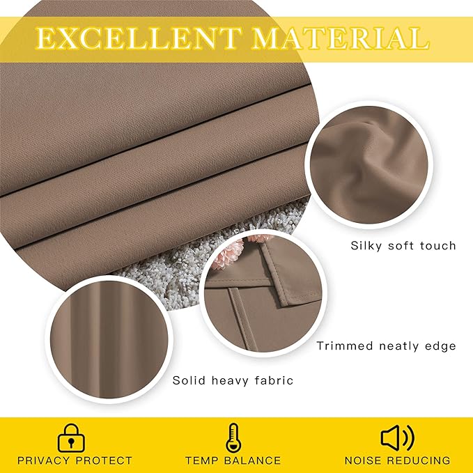 NICETOWN Blackout Blinds for Patio Door, Sliding Door Insulated Blackout Curtains, Extra Wide Curtain with Grommet Top for Villa/Hall/Parlor (Cappuccino, 80 inches W x 84 inches L)