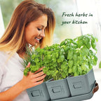 volila Herb Planter Indoor - Set of 3 Grey Indoor Herb Garden Pots for Plants with Leather Handled Tray - Window Sill Plant Shelf - Herb Pots with Drainage Holes and Labels