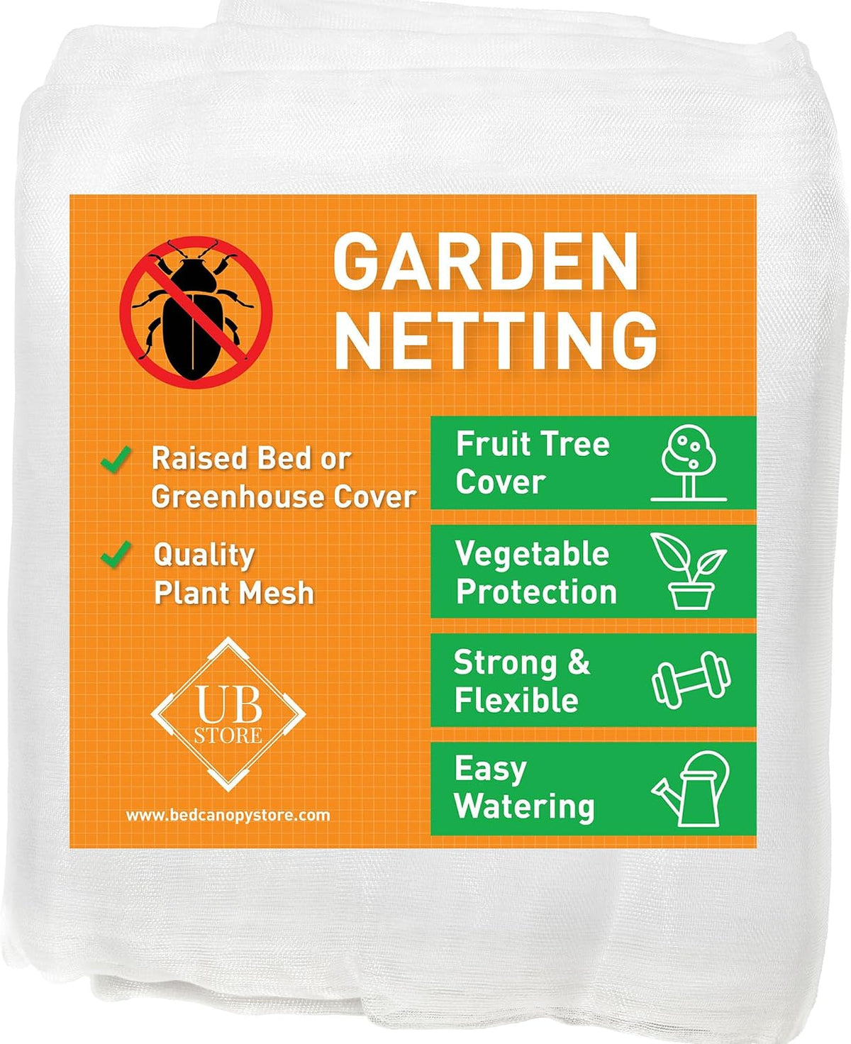 garden netting cover for bird, insect & bug shown in use